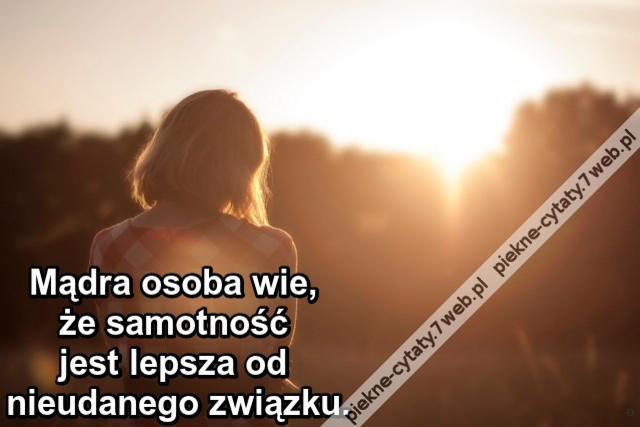 Mądra osoba wie, że samotność jest lepsza od nieudanego związku.