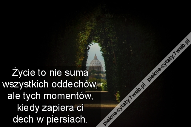 Życie to nie suma wszystkich oddechów, ale tych momentów, kiedy zapiera ci dech w piersiach.