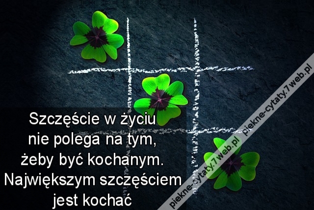 Szczęście w życiu nie polega na tym, żeby być kochanym. Największym szczęściem jest kochać