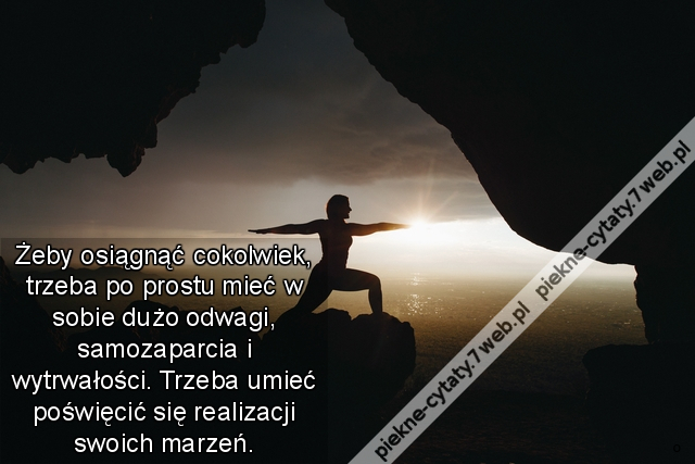 Żeby osiągnąć cokolwiek, trzeba po prostu mieć w sobie dużo odwagi, samozaparcia i wytrwałości. Trzeba umieć poświęcić się realizacji swoich marzeń.