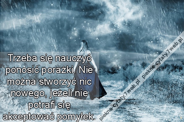 Trzeba się nauczyć ponosić porażki. Nie można stworzyć nic nowego, jeżeli nie potrafi się akceptować pomyłek.