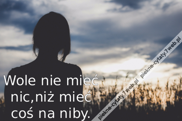 Wole nie mieć nic,niż mieć coś na niby.