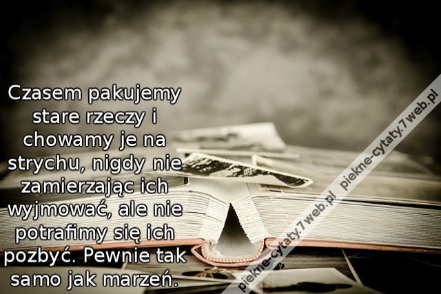 Czasem pakujemy stare rzeczy i chowamy je na strychu, nigdy nie zamierzając ich wyjmować, ale nie potrafimy się ich pozbyć. Pewnie tak samo jak marzeń.