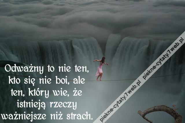 Odważny to nie ten, kto się nie boi, ale ten, który wie, że istnieją rzeczy ważniejsze niż strach.