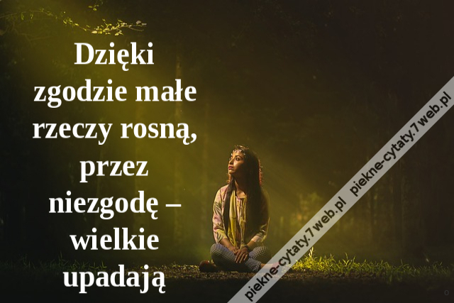 Dzięki zgodzie małe rzeczy rosną, przez niezgodę – wielkie upadają