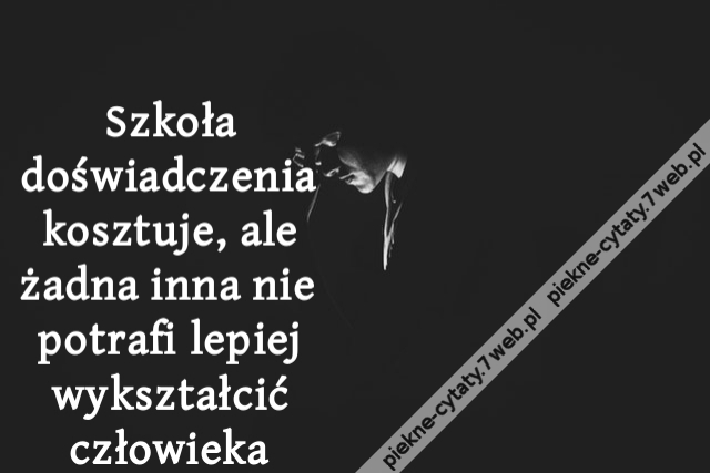 Szkoła doświadczenia kosztuje, ale żadna inna nie potrafi lepiej wykształcić człowieka