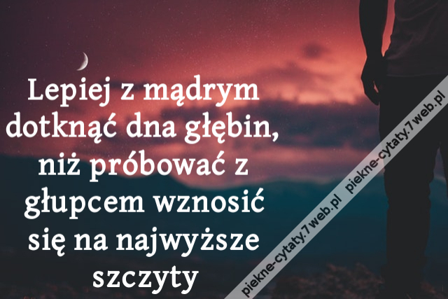 Lepiej z mądrym dotknąć dna głębin, niż próbować z głupcem wznosić się na najwyższe szczyty