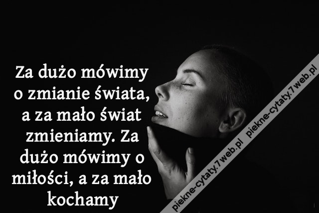 Za dużo mówimy o zmianie świata, a za mało świat zmieniamy. Za dużo mówimy o miłości, a za mało kochamy