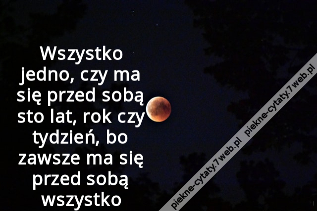 Wszystko jedno, czy ma się przed sobą sto lat, rok czy tydzień, bo zawsze ma się przed sobą wszystko