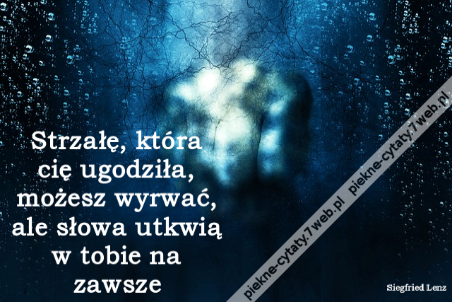 Strzałę, która cię ugodziła, możesz wyrwać, ale słowa utkwią w tobie na zawsze