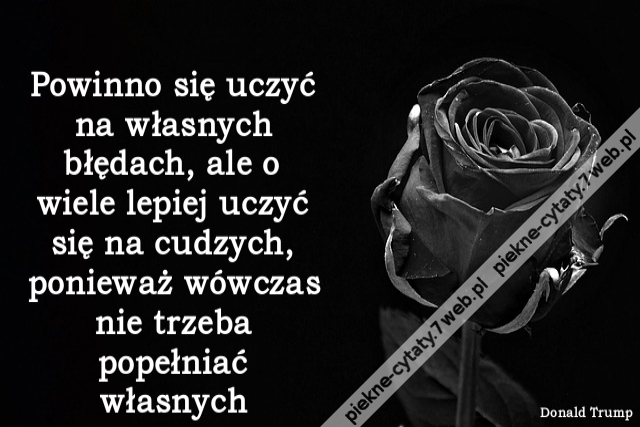 Powinno się uczyć na własnych błędach, ale o wiele lepiej uczyć się na cudzych, ponieważ wówczas nie trzeba popełniać własnych