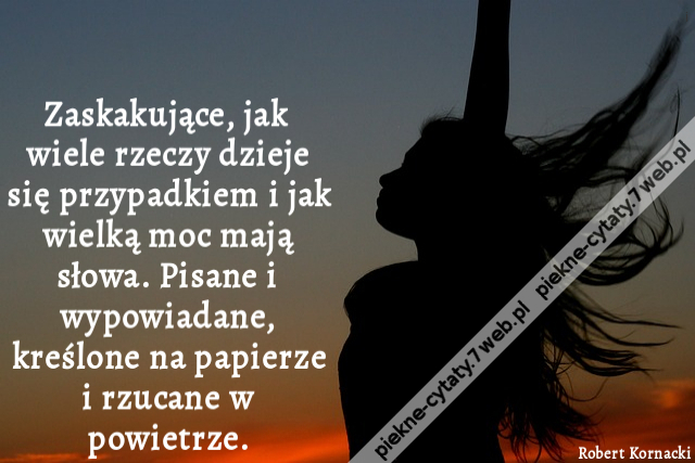 Zaskakujące, jak wiele rzeczy dzieje się przypadkiem i jak wielką moc mają słowa. Pisane i wypowiadane, kreślone na papierze i rzucane w powietrze.