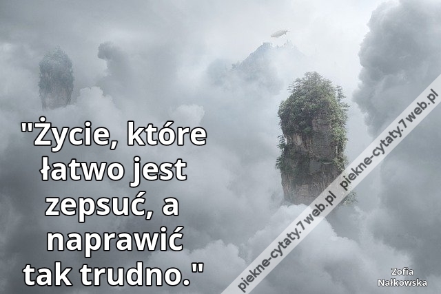 "Życie, które łatwo jest zepsuć, a naprawić tak trudno."i