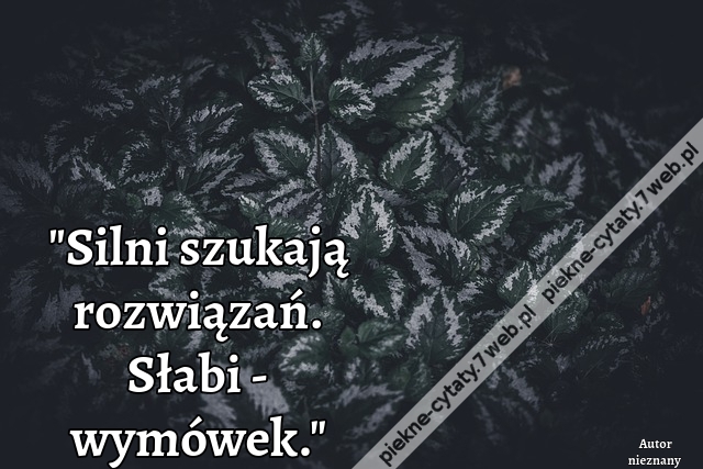 "Silni szukają rozwiązań. Słabi - wymówek."